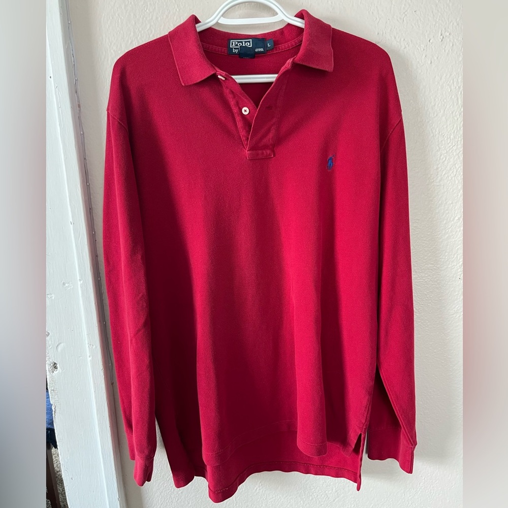 Ralph Lauren Long-Sleeve Polo in Red with Navy Pony